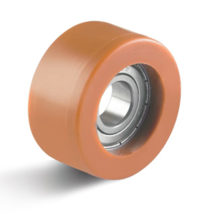 Orange Polyurethane Guide Roller 50mm Diameter 10mm Ball Bearing
