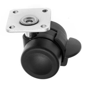 35mm Low Level Furniture Castor with Brake and Twin Plastic Wheel